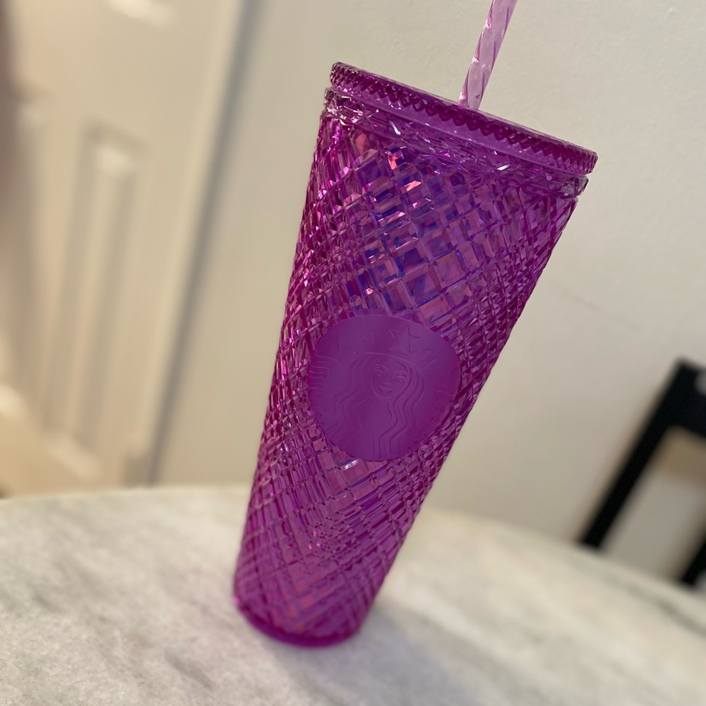 Pink Starbucks studded tumbler with straw - 24oz